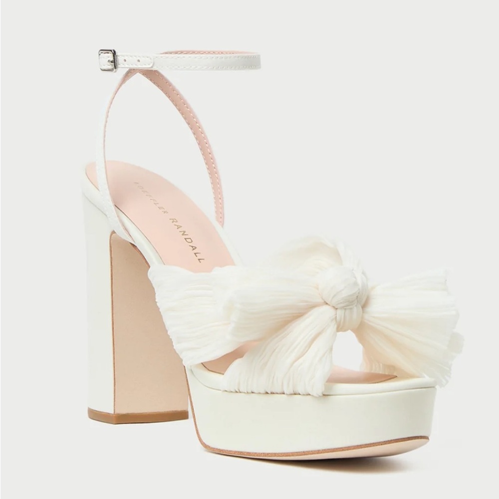 Loeffler Randall Natalia Pearl Platform Bow Heel - Cream